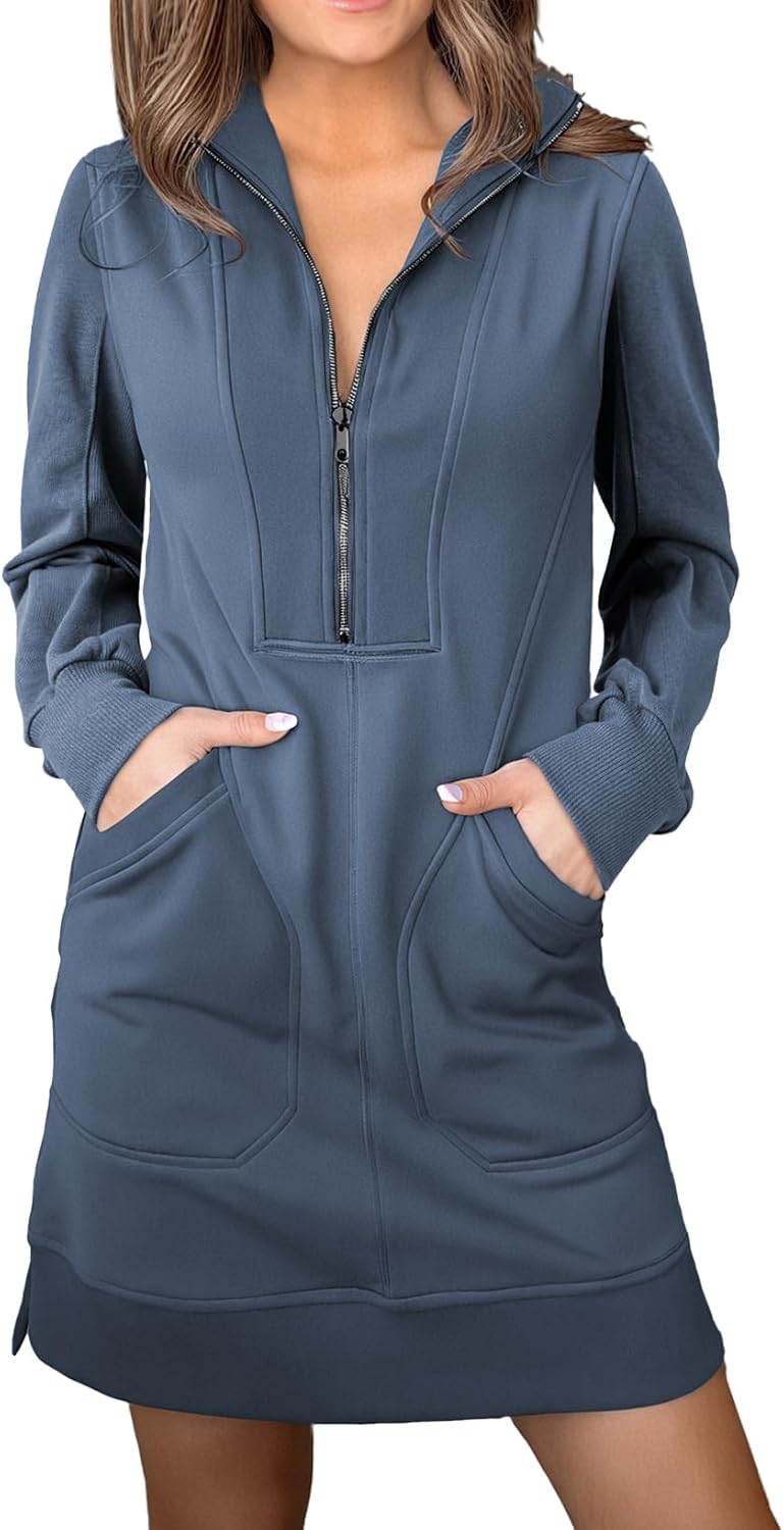 AlvaQ Sweatshirt Dress for Women - Casual Long Sleeve Tunic