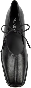 Lace up Ballet Flats Women Square Toe Mary Jane Flats (Style KH9W)