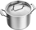 Stainless Steel Pasta Pot with Straining Cover - Fast Boil & Strain