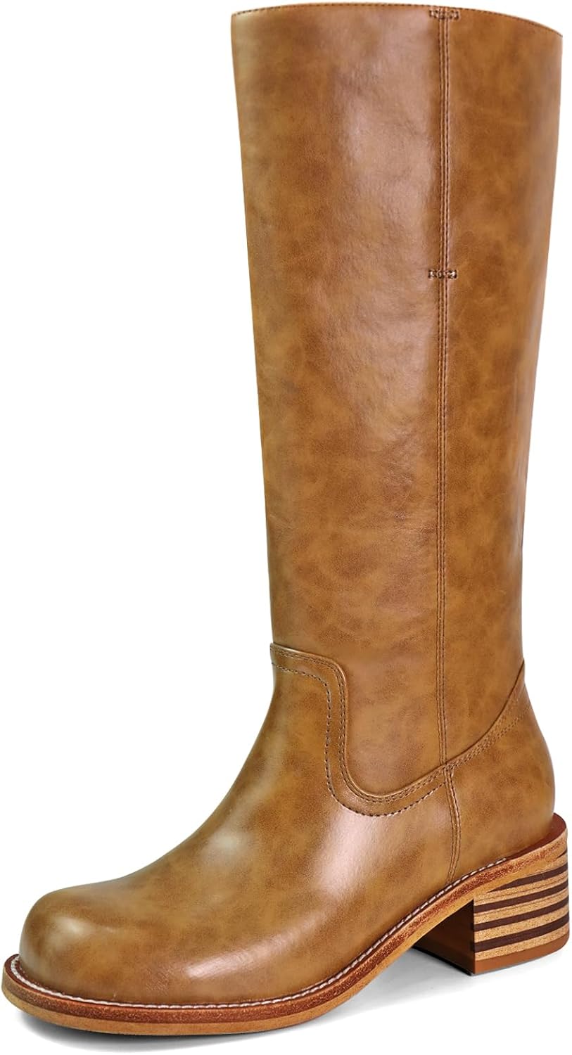 Comfortable Women's Knee High Boots with Chunky Block Heel