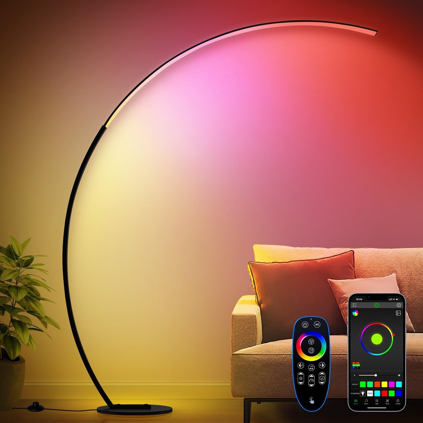 RGB Floor Lamp with 3 Color Temperatures for Modern Homes