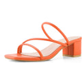 Strappy Heeled Sandals for Women Low Chunky Block Heel - Slip On Mules