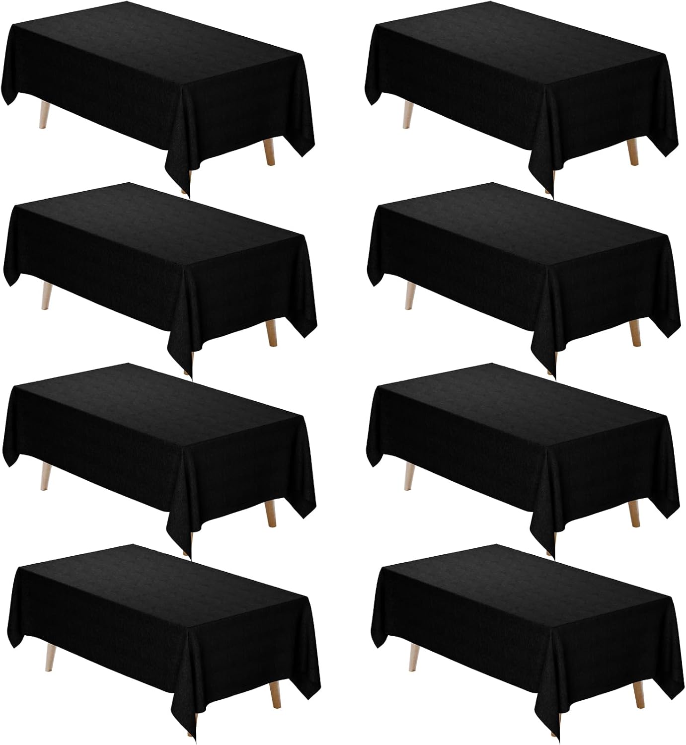 Fixwal 8 Pack Black Tablecloths for Rectangle Tables, 60 x 102 in