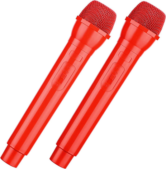 Facmogu 2PCS Red Fake Microphone Set - Realistic Prop for Fun Role Play