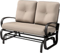 Outdoor Glider Bench Loveseat for Two - Stable Steel Frame, Beige