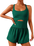 Women Workout Romper Onesie with Padded Bras Sleeveless Shorts