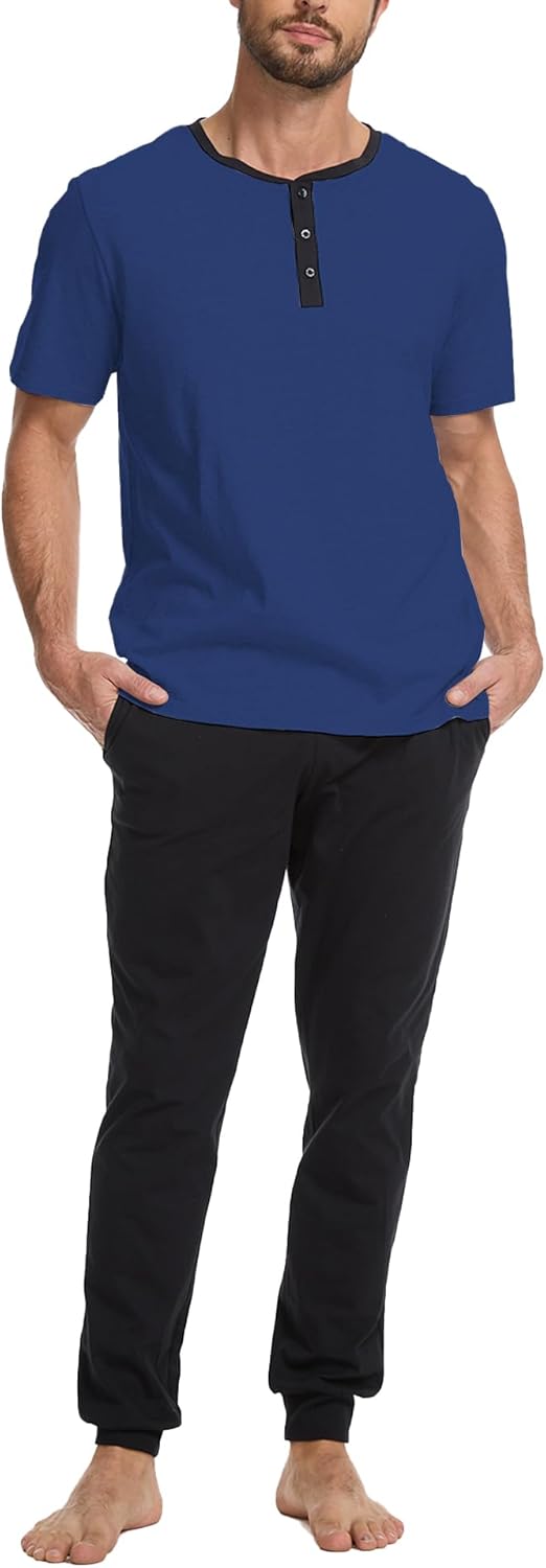 Men's Pajama Set with Henley Neckline for Ultimate Comfort