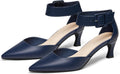 Womens Suede Kitten Heel Pointed Toe Ankle Strap Pumps - Dressy