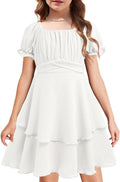 Arshiner Girls Summer Off Shoulder Ruffle Tiered Party (Style 4VW7)