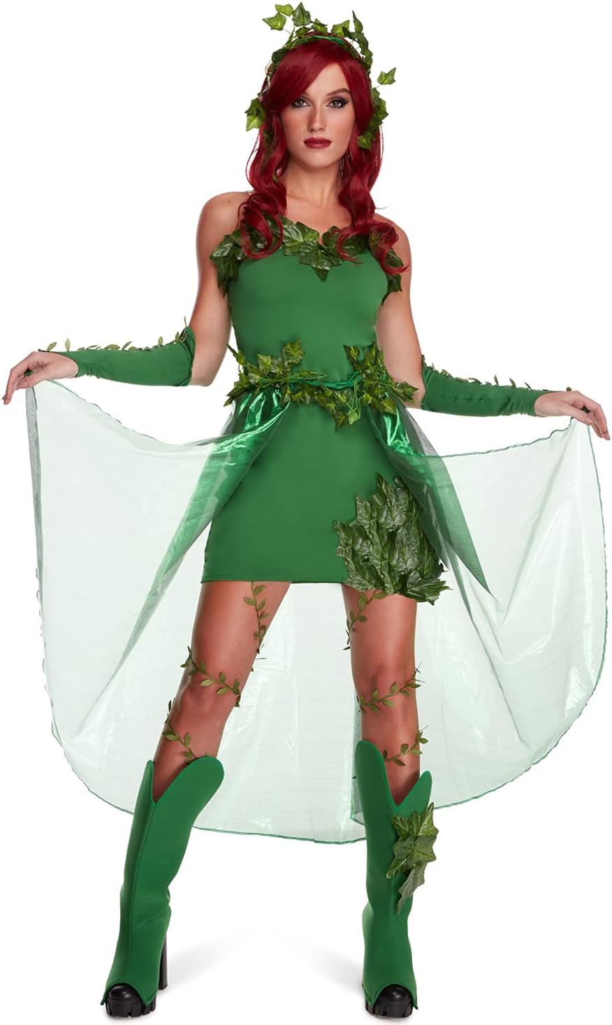 Morph Villain Costume for Women - Ivy Green Dress with Leaves