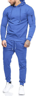 Men's 2 Piece Hooded Tracksuit - Lightweight Athletic Jogging Set