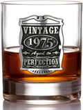 Old Fashioned Whisky Rocks Glass Vintage 1975 - Gift for 50th