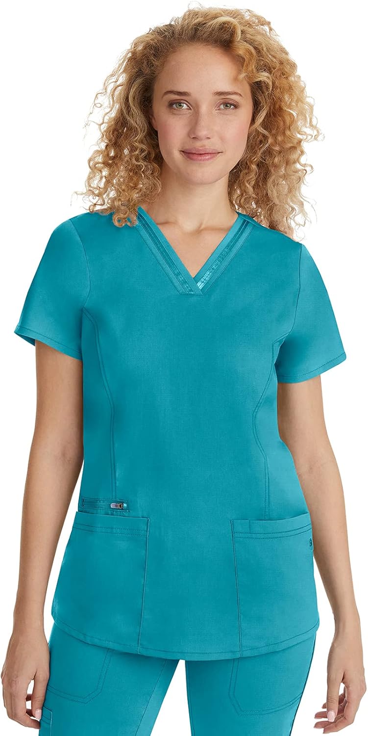 Healing Hands Women's Scrub Top with 3 Pockets and Stretch Fabric