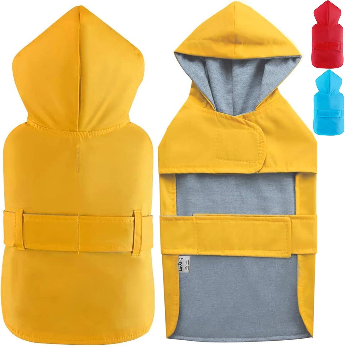 LeerKing Waterproof Dog Raincoat with Hood and Leash Hole