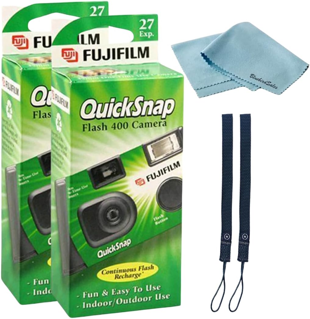 Fujifilm QuickSnap Flash Disposable Camera 2 Pack + Cleaning Cloth