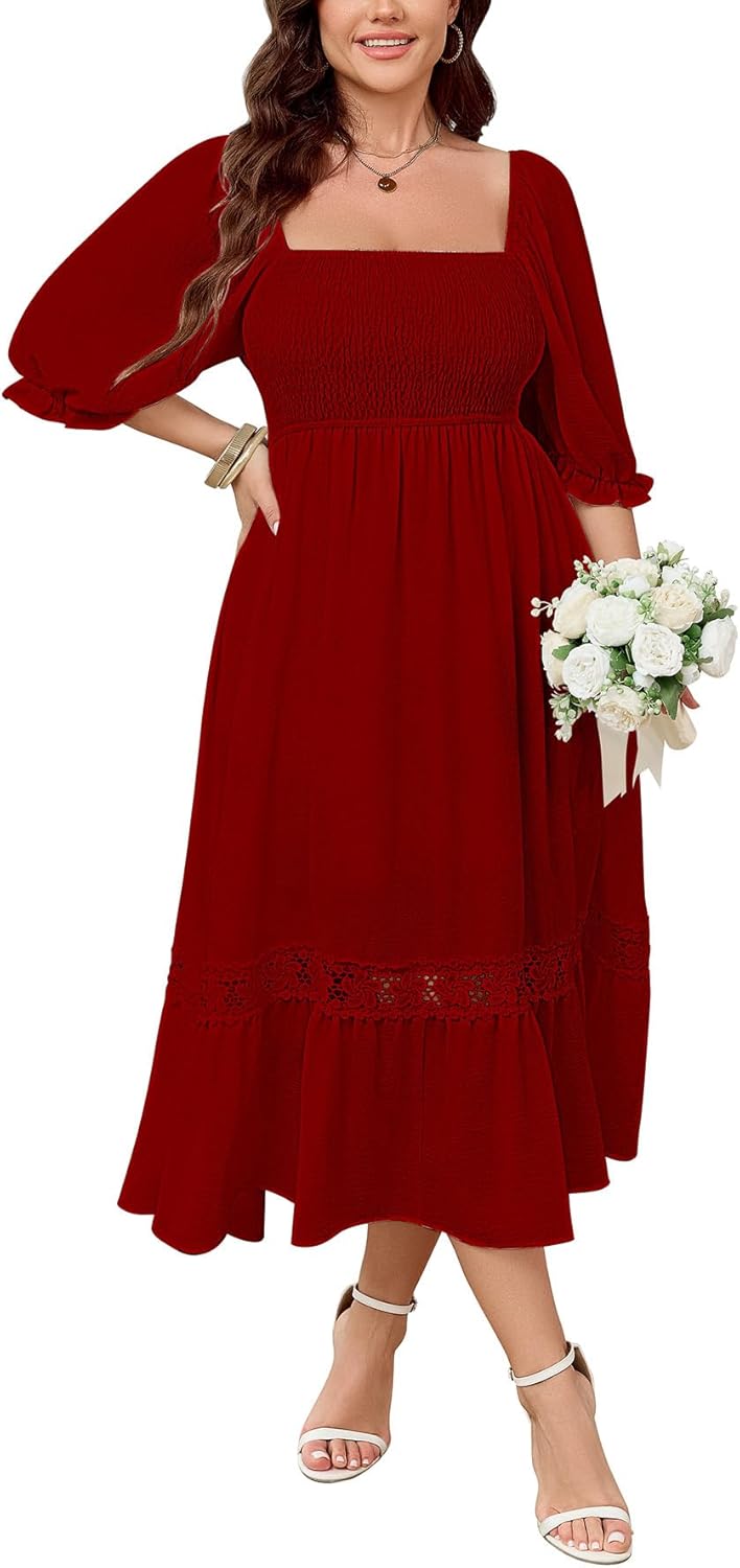 SCOMCHIC Plus Size Maxi Dress for Wedding Guests and Parties