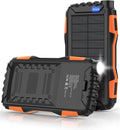 42800mAh Solar Power Bank - Fast Charging & Bright Flashlight (Orange)