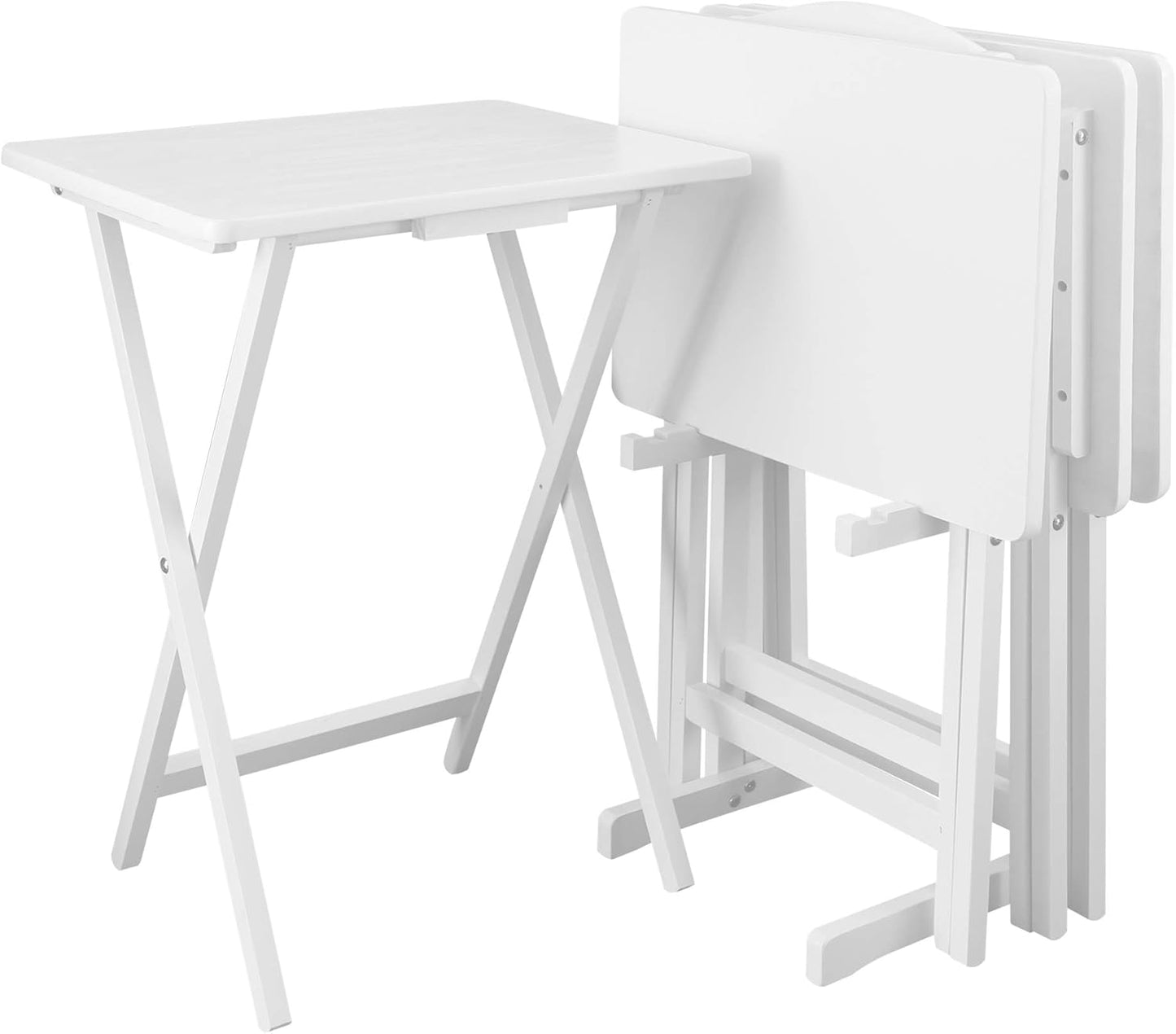 Space-Saving White Tray Table Set - Casual Home