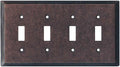 Switch Hits Mottled Antique Copper Art Deco 4-Toggle Wall Plate
