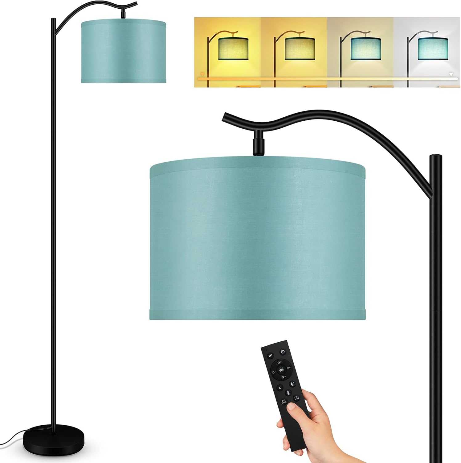 BoostArea Arc Floor Lamp with Remote Control for Modern Living