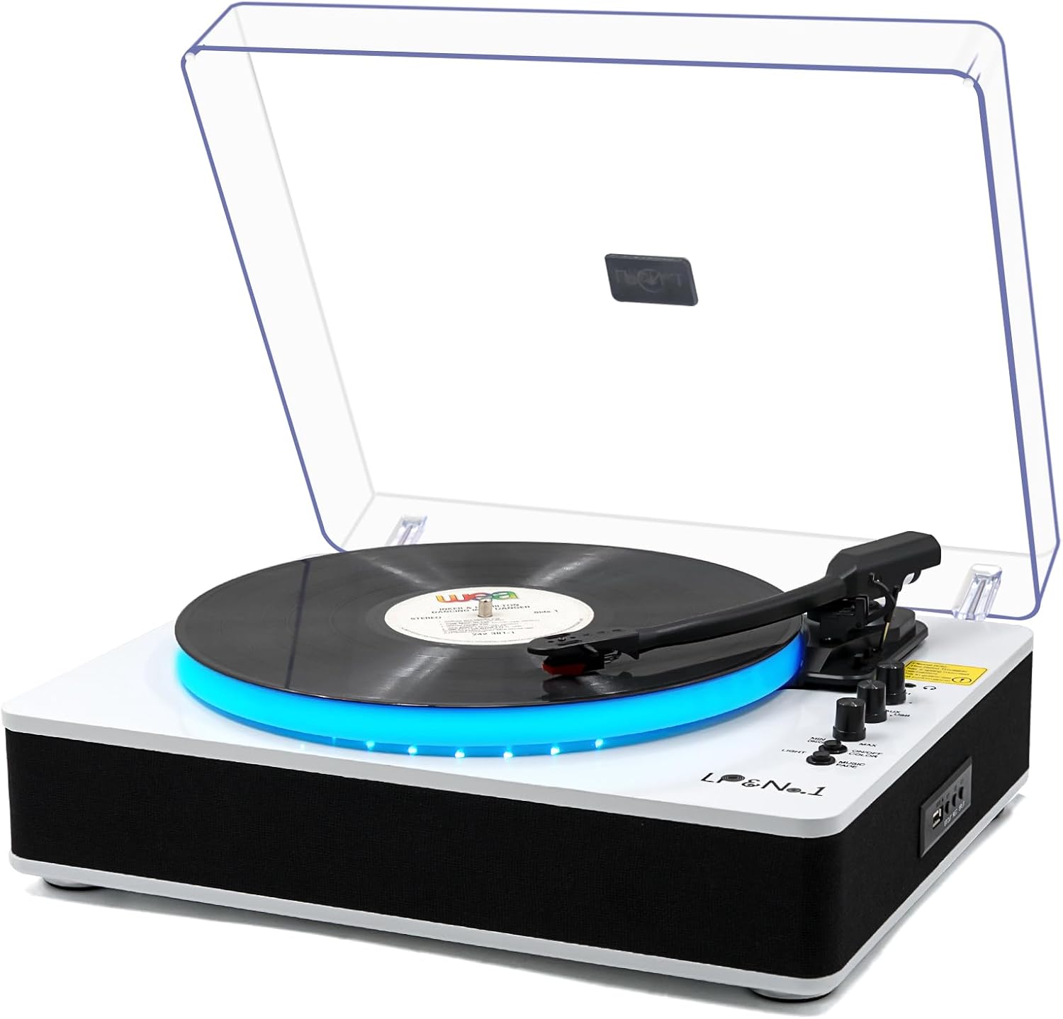 LP&No.1 Record Player with Built-in Speakers and LED Control