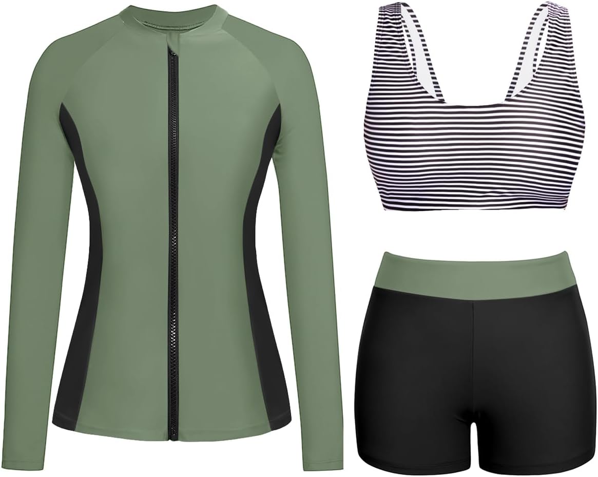 Holipick Long Sleeve Swimsuits for Women - 3 Piece Set
