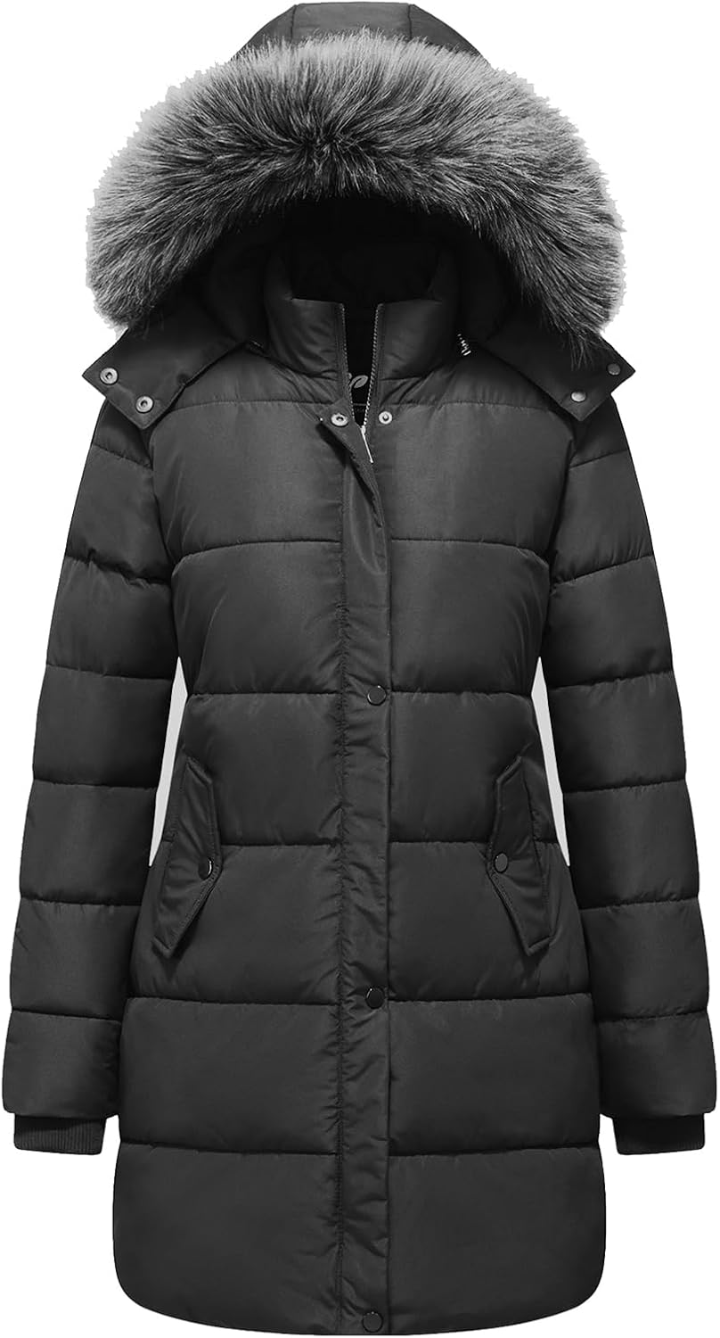 GGleaf Women's Winter Thicken Puffer Coat with Removable Hood