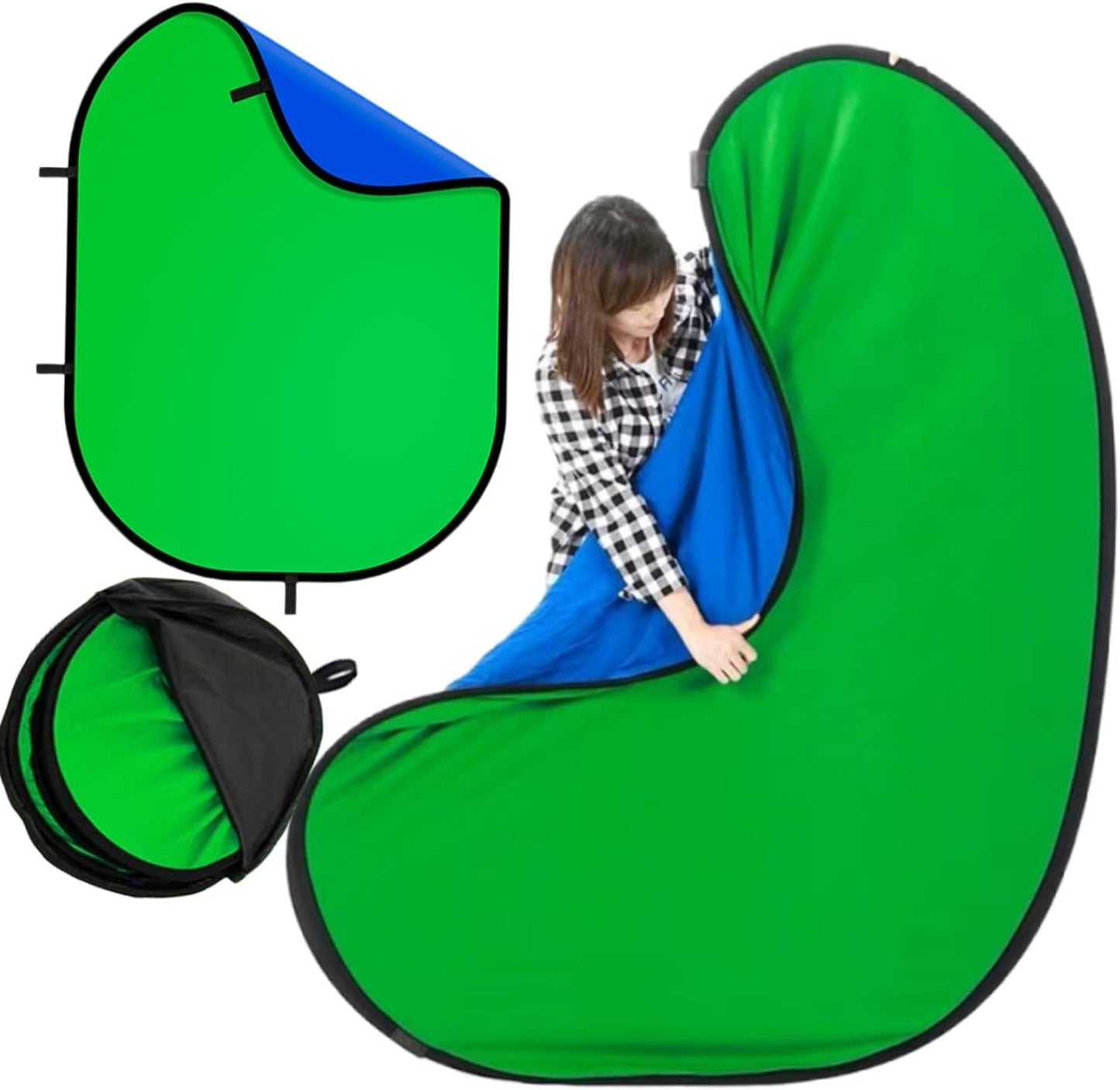 Double Sided Collapsible Green Screen Backdrop for Streaming