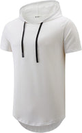 KLIEGOU Mens 100% Cotton Longline Hipster Hoodie T-Shirt - Casual