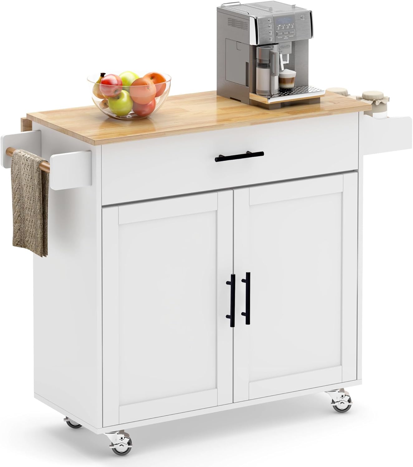 soges Rolling Kitchen Island with Drop Leaf & Casters