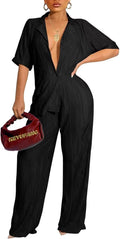 Women's Pleated 2 Piece Casual Set - Comfortable Wide Leg Outfit