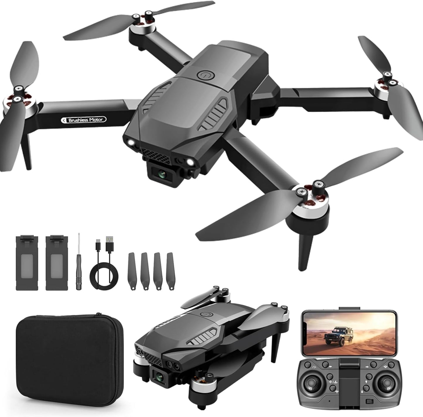 4K Camera Drone: 35+mins Flight, Brushless Motor, WiFi - BeiyoQSZ