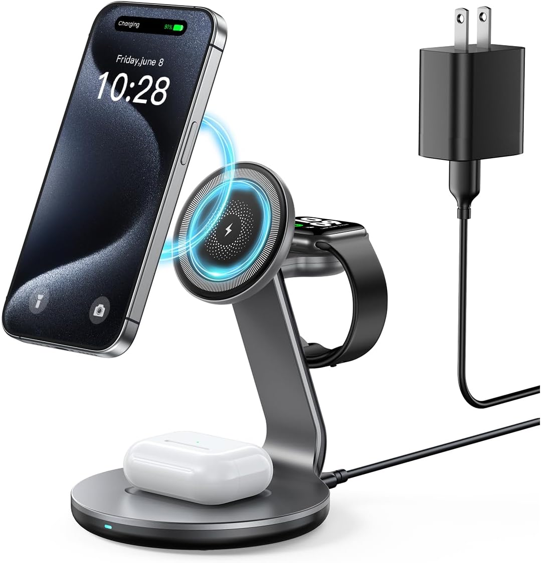 Wireless 3-in-1 Charger for iPhone & Apple Watch by HERRBOL