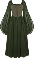 Scarlet Darkness Renaissance Pirate Dress Women - Split Bell Sleeve