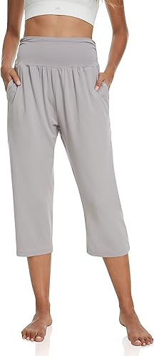 UEU Women's High Waist Capri Pants for Comfy Lounge & Yoga