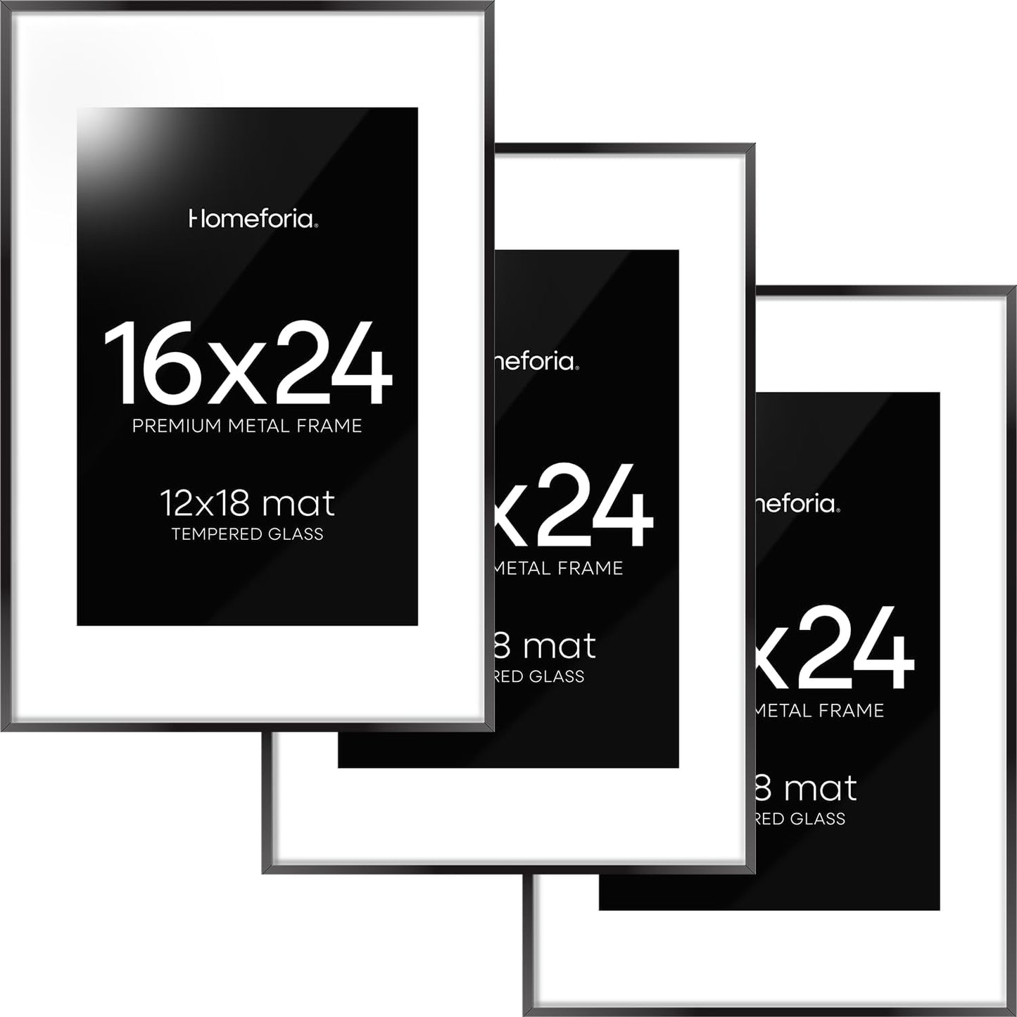 16 x 24 Picture Frame Black - High End Metal Poster Frame
