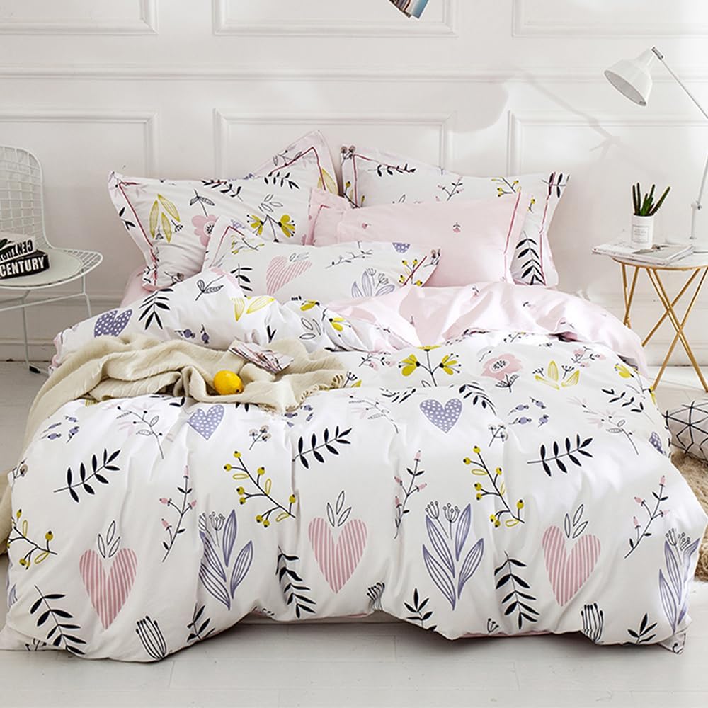Girls Duvet Cover Queen Floral Bedding Sets for Teens Women
