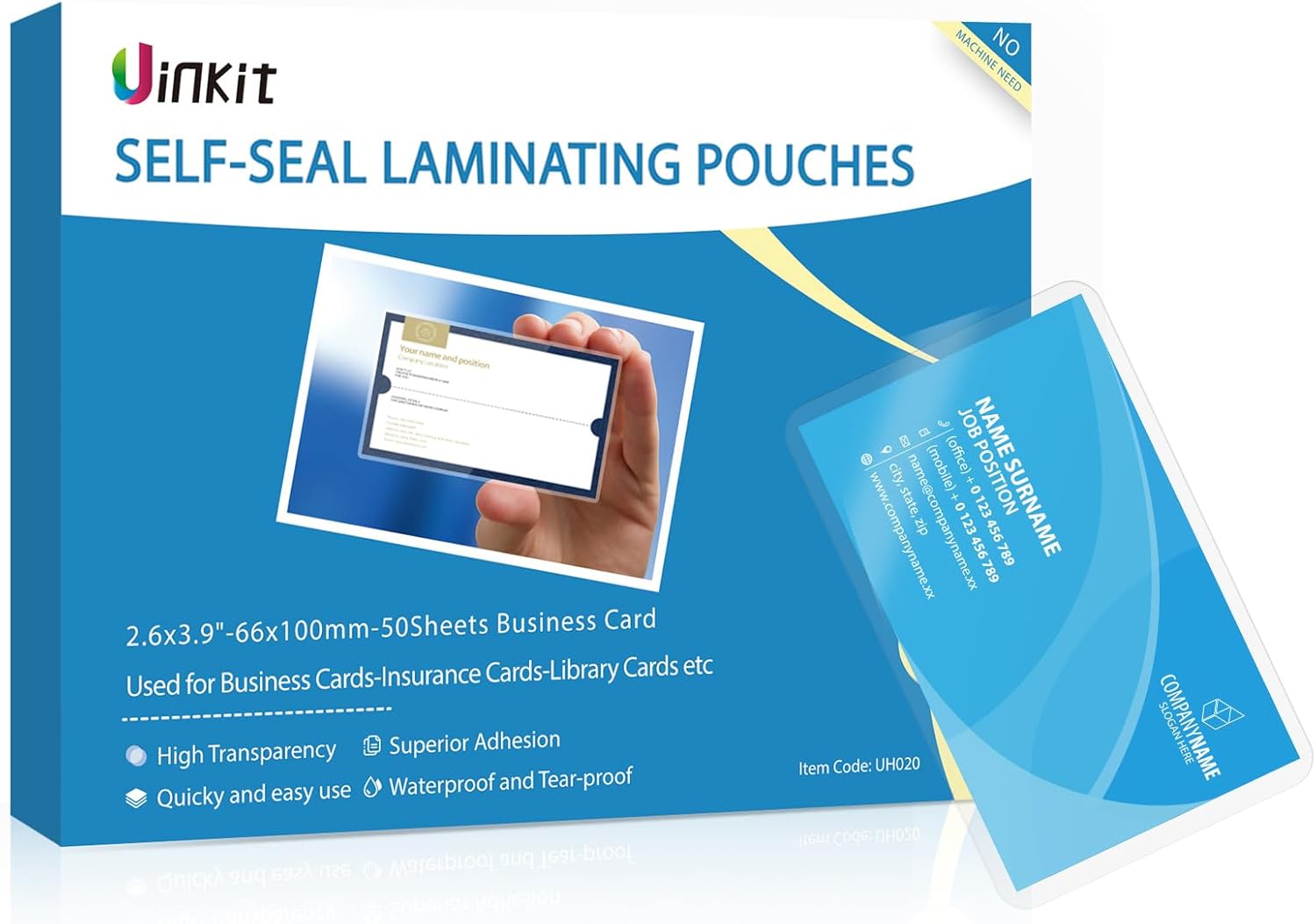 50-Pack Self-Sealing Laminating Pouches - Easy Business Card Protection