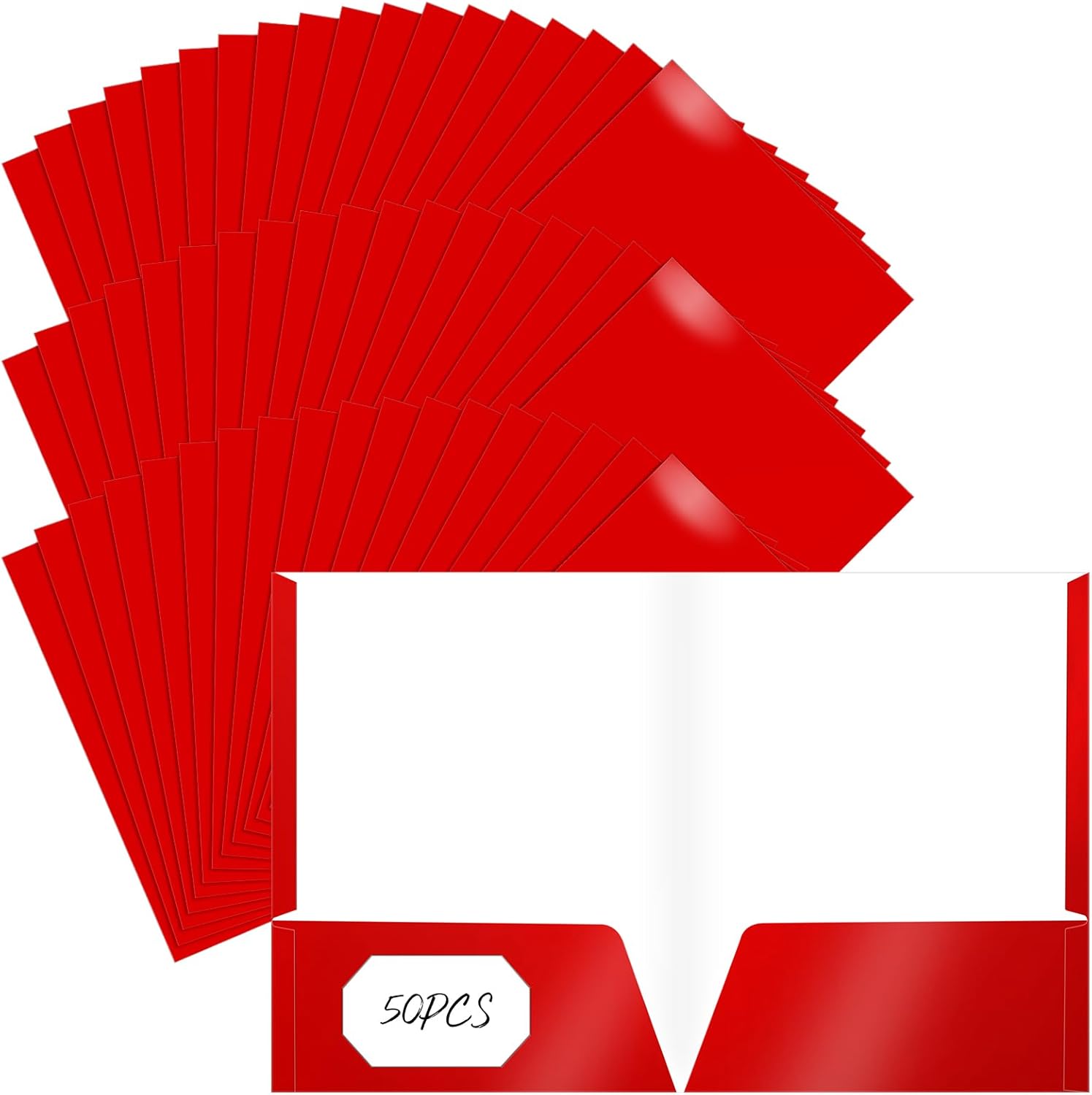 Jutom 50 Pcs 2 Pocket Glossy Paper Folders for Office Use