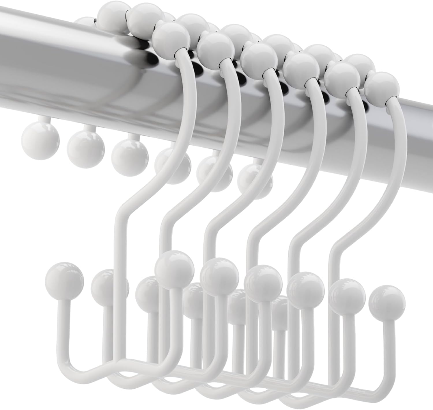 Rust-Resistant Double Glide Hooks for Effortless Shower Curtain Movement