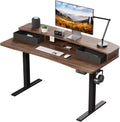55 in x 26 in Electric Standing Desk with 2 Drawers - Walnut