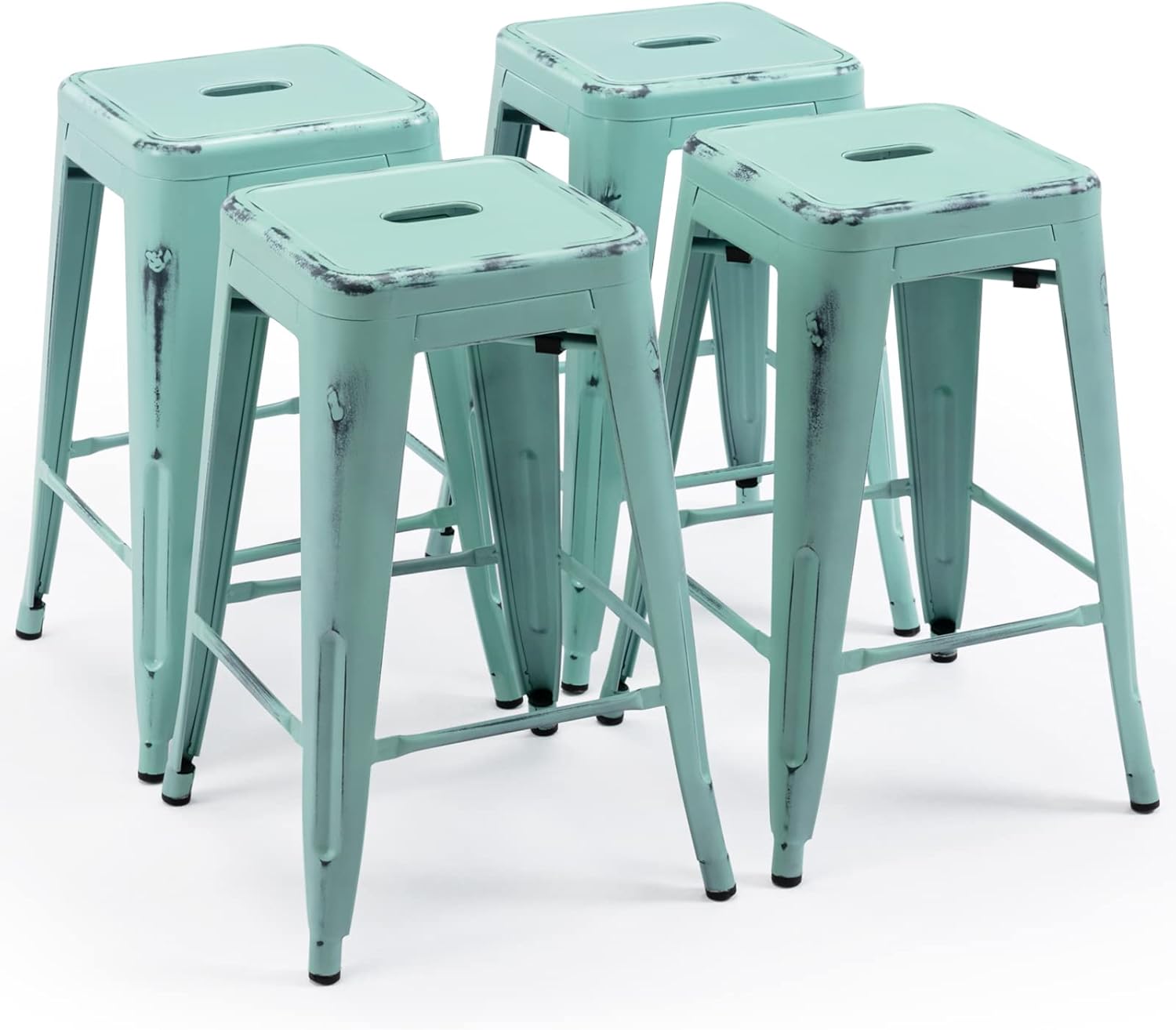 Stylish 24 Inch Metal Bar Stools for Indoor and Outdoor Use