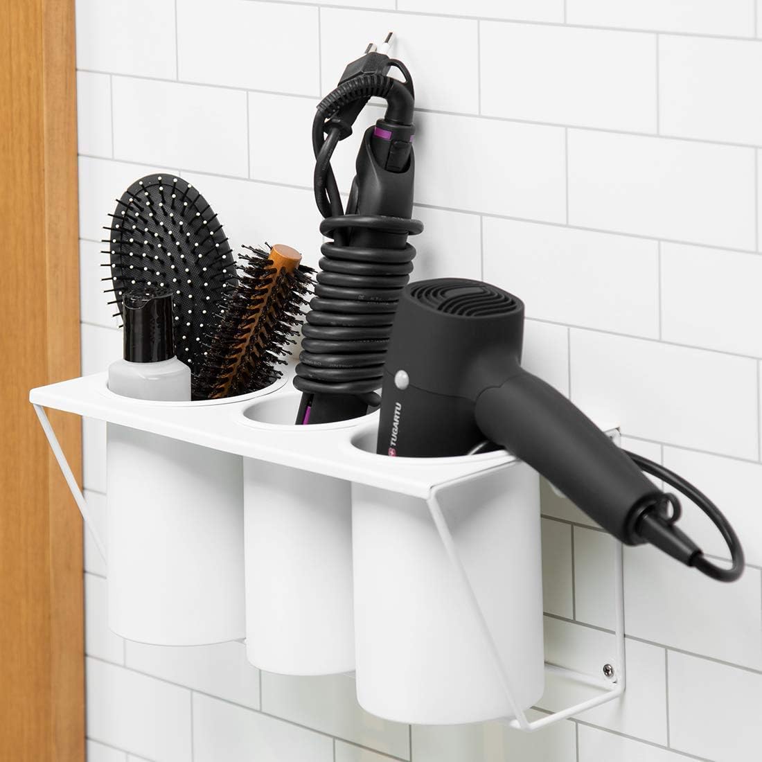 Wall Mount Hair Dryer Holder | Stylish Bathroom Organizer