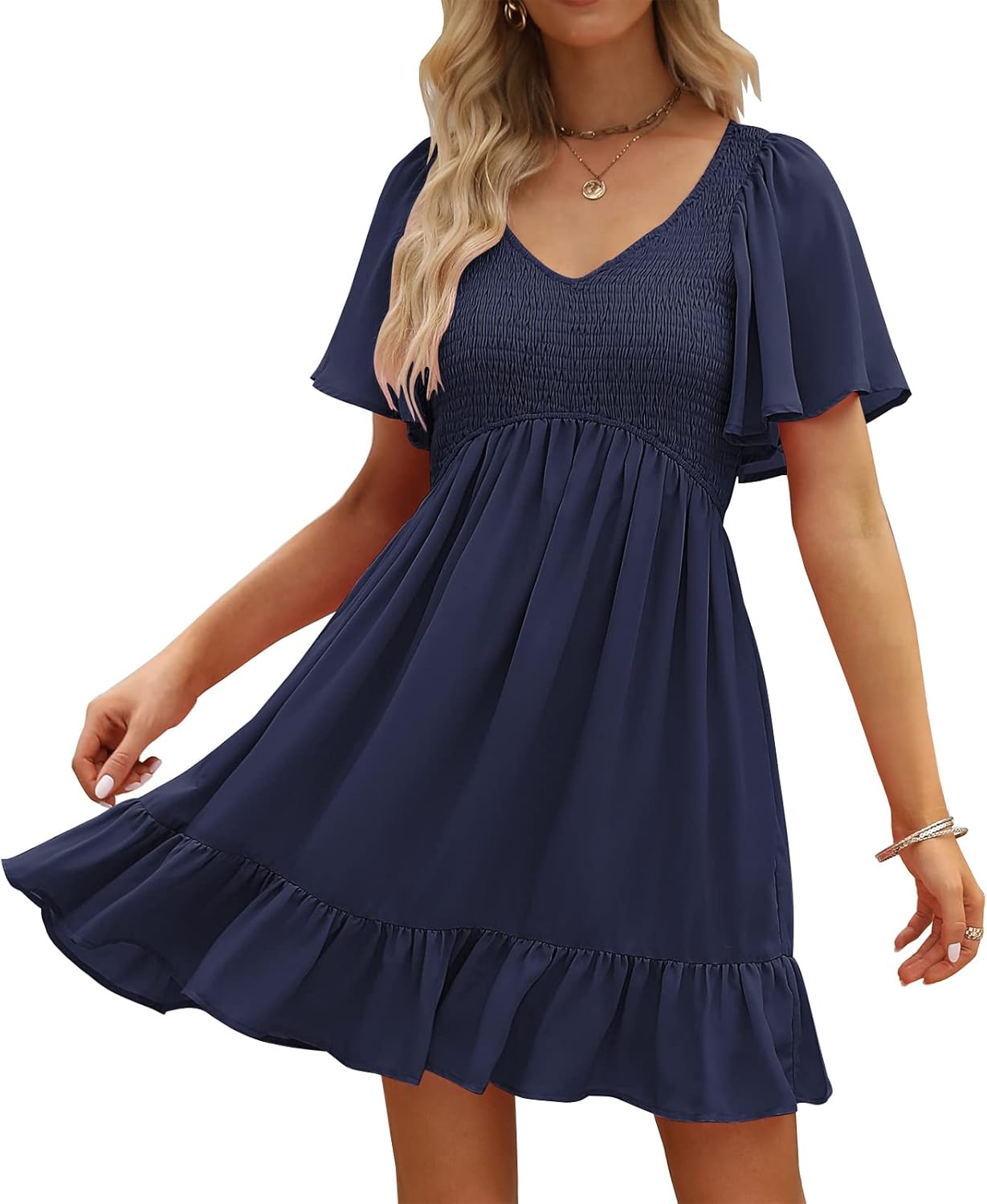 LILLUSORY Women's Flowy Casual Mini Dresses for Summer Fun