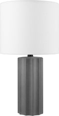 20in Ribbed Ceramic Table Lamp - Dark Gray Concrete Finish
