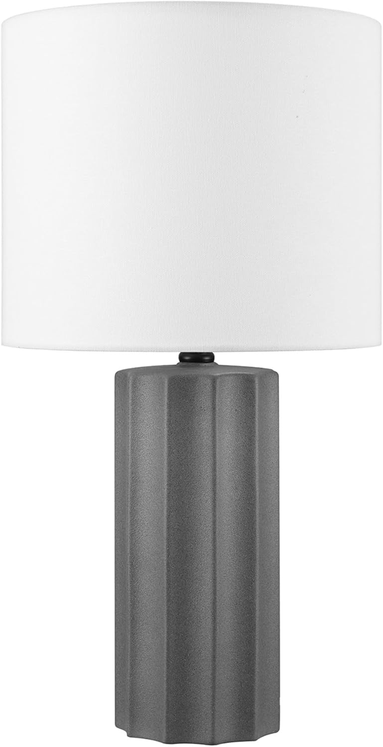 20 in Ribbed Ceramic Table Lamp with White Linen Shade