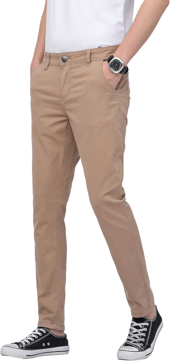 Plaid&Plain Mens Skinny Khaki Pants for a Modern Look