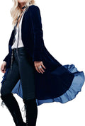 R.Vivimos Ruffled Asymmetric Long Velvet Blazer Coat - Soft Autumn