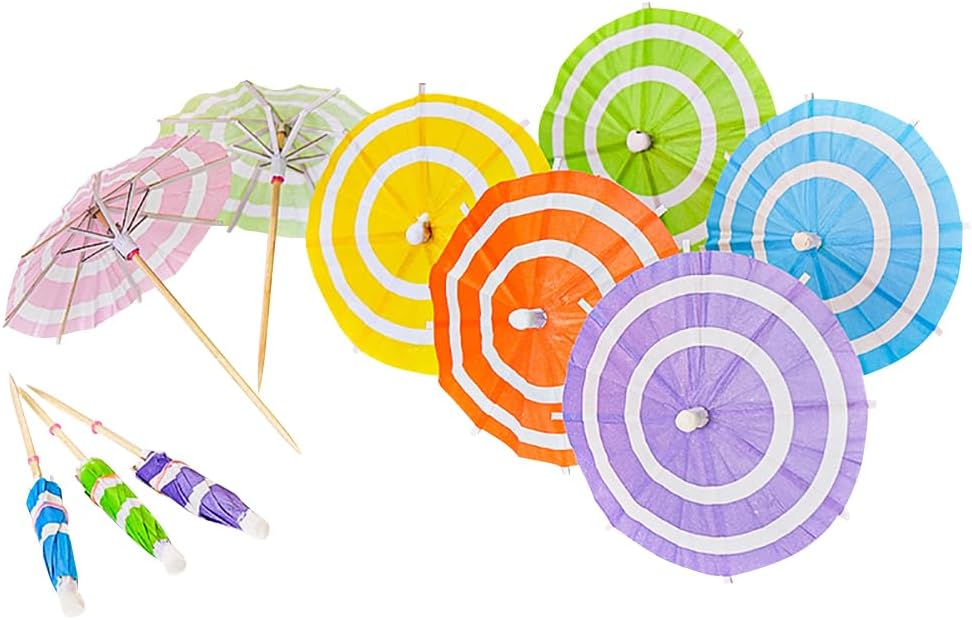 Colorful 3.9 Inch Umbrella Cocktail Picks - Summer Party Essential!
