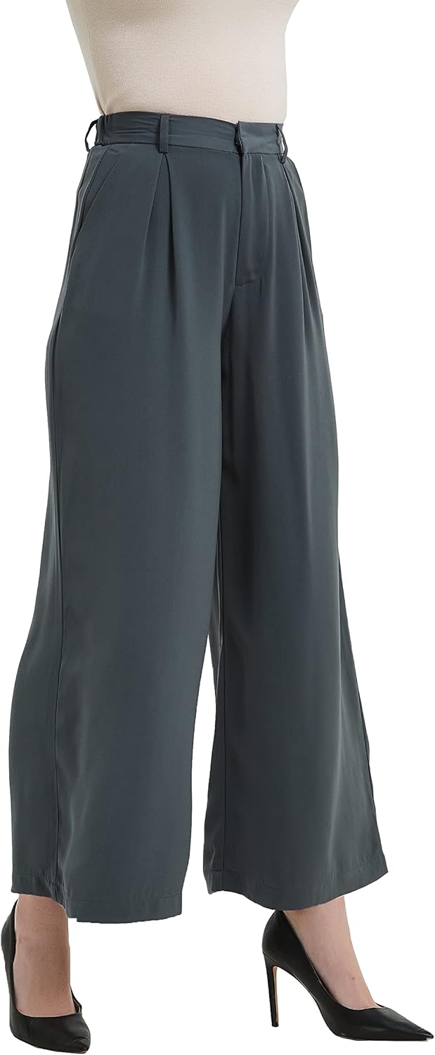 Tronjori Women High Waist Casual Wide Leg Palazzo Pants Review